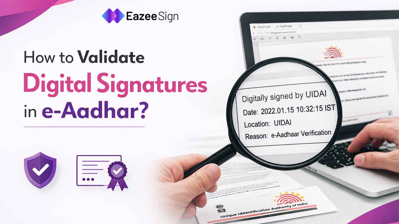 How to validate digital signatures in e aadhar